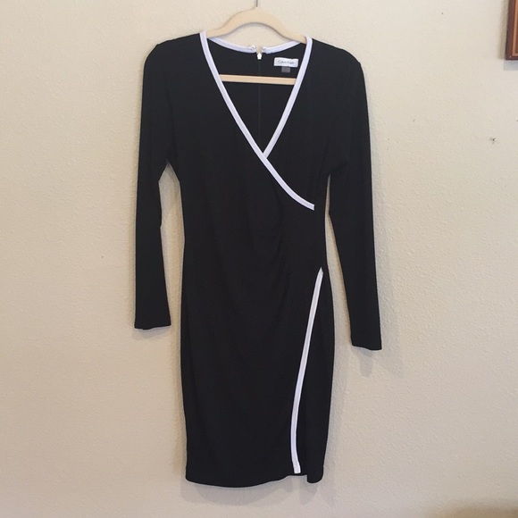 Calvin Klein Dresses & Skirts - Long Sleeve Faux Wrap